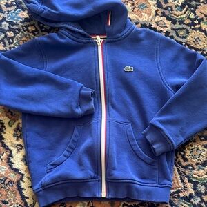 Lacoste Kids Royal Blue Hooded Zip-Up Sweatshirt